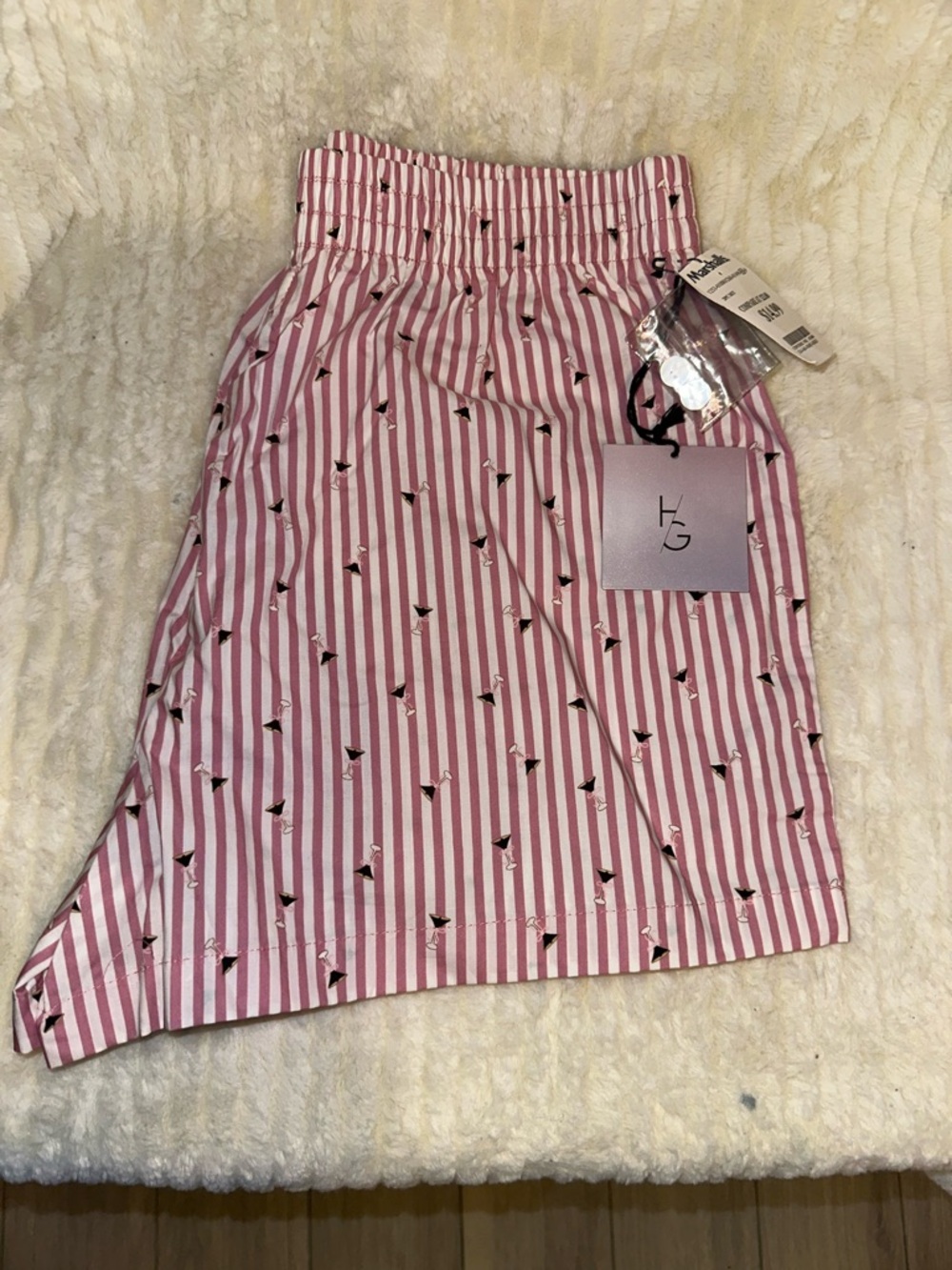 HG Pink Striped Pajama Shorts with Bird Print